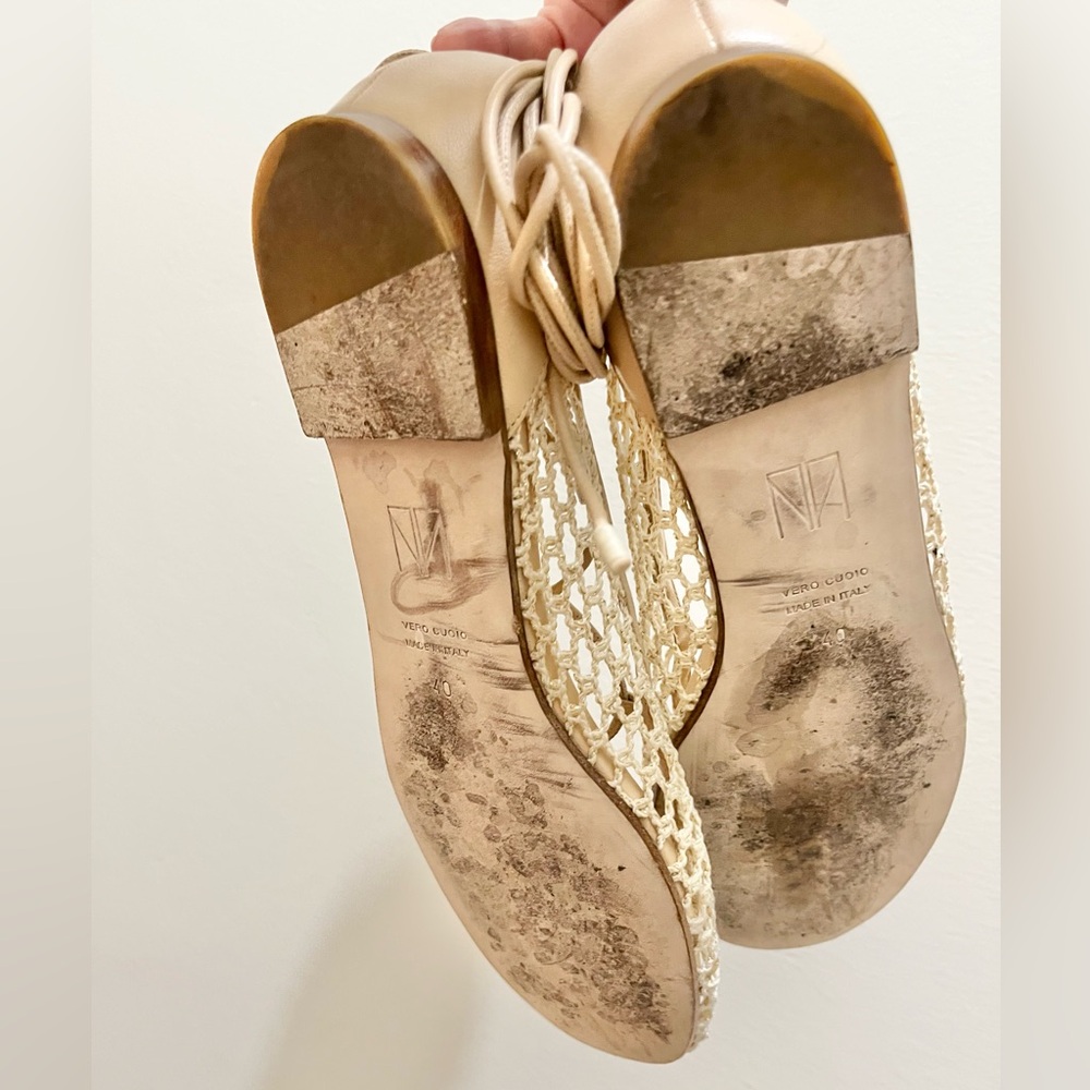 Tamara Mellon Next Step Woven Ankle Wrap Ballet Flats in Natural, EU 40 (US 10) - Picture 5 of 15